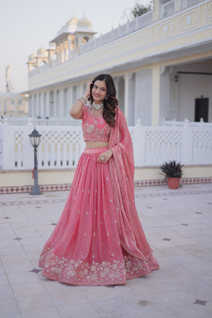 Royal Pink Chaniya Choli with Scalloped Embroidery