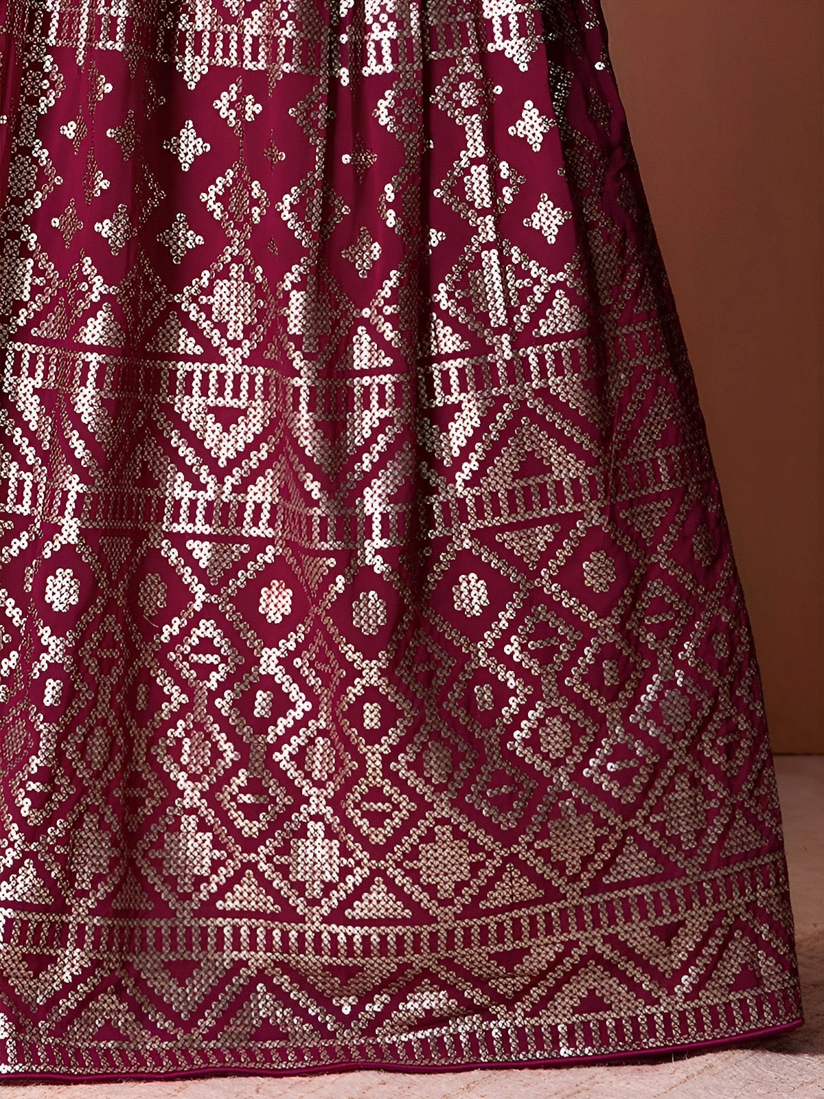 Ruby Geometric Glam Lehenga