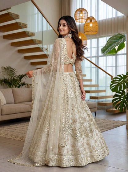 Sequin Embellished Butterfly Net Lehenga Choli with Dupatta