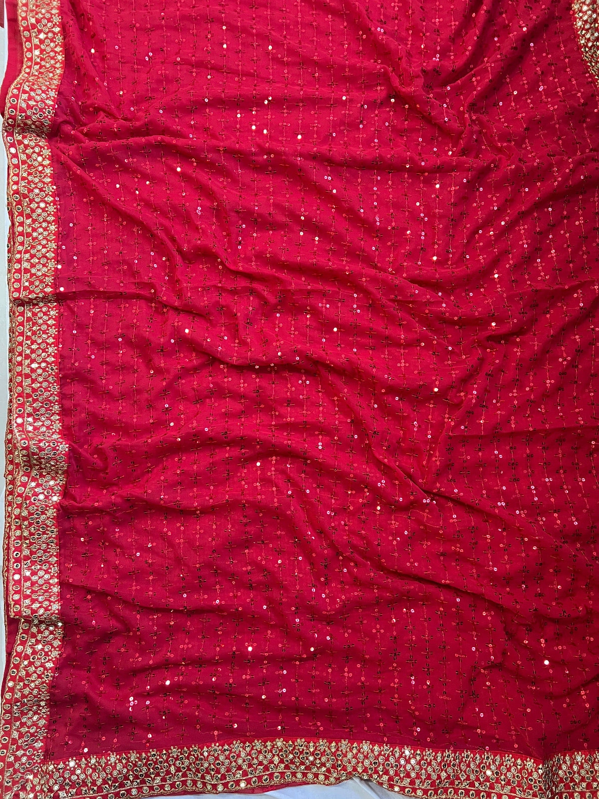 Glamorous Crimson Sequin Saree
