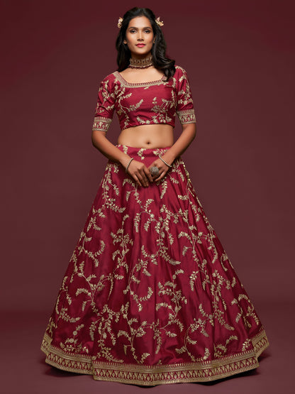 Maroon Embroidered Designer Lehenga Choli