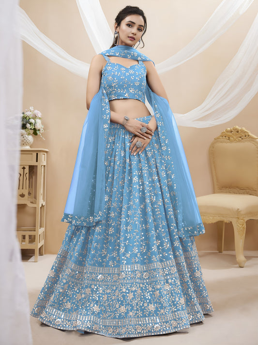 Celestial Blue Floral Lehenga