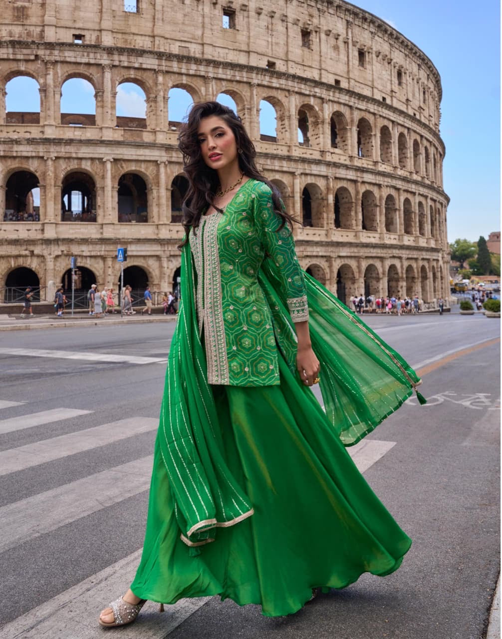 Global Ethnic Charm Sharara Set