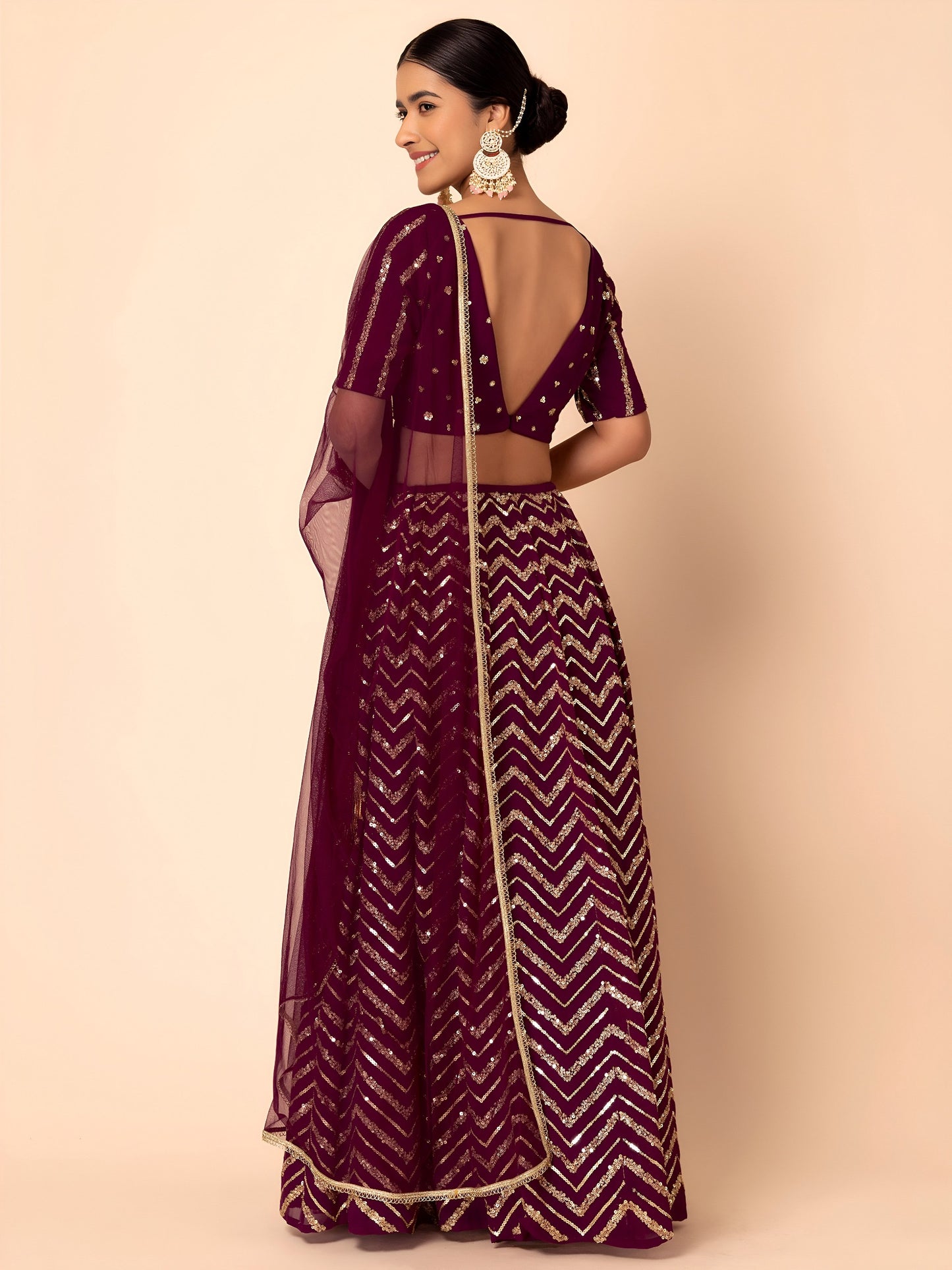 Royal Maroon Chevron Glam Lehenga Choli