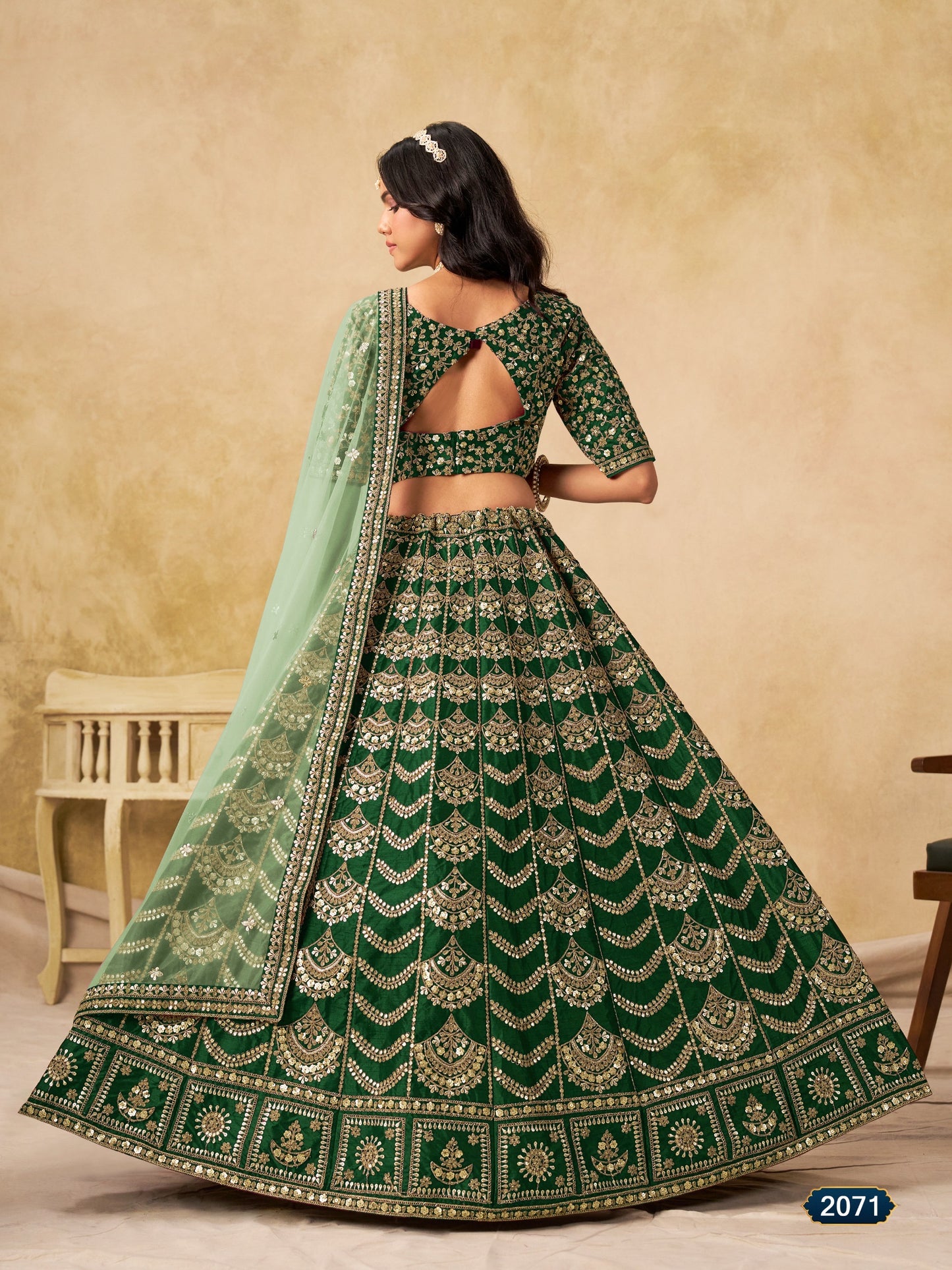 Festive wear Lehenga Set with Intricate Golden Zari and Sequin Embellishments