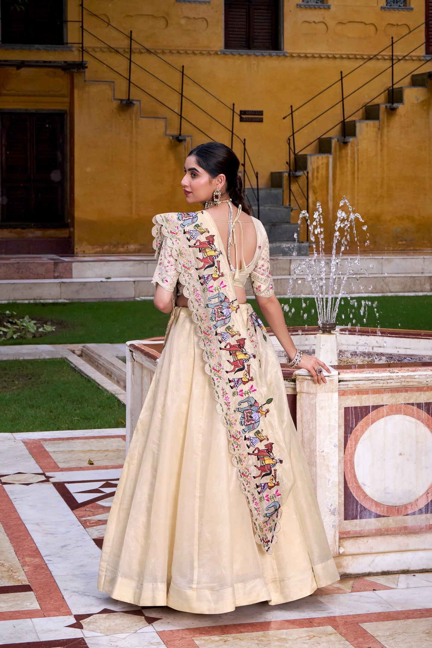 Majestic Off-White Raspberry Lehenga Choli with Sequin Embroidery & Dupatta