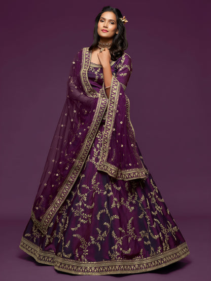 Royal Purple Embroidered Lehenga Choli