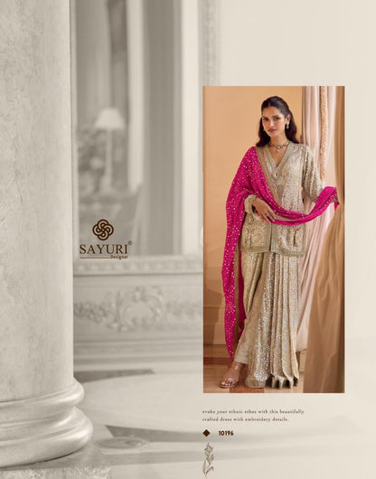 Dhoti style draped pants with Peplum Kurta
