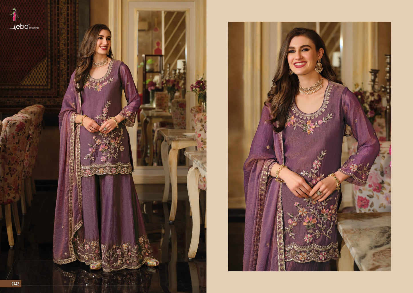 Eba Designer Plazo Suit with beads work