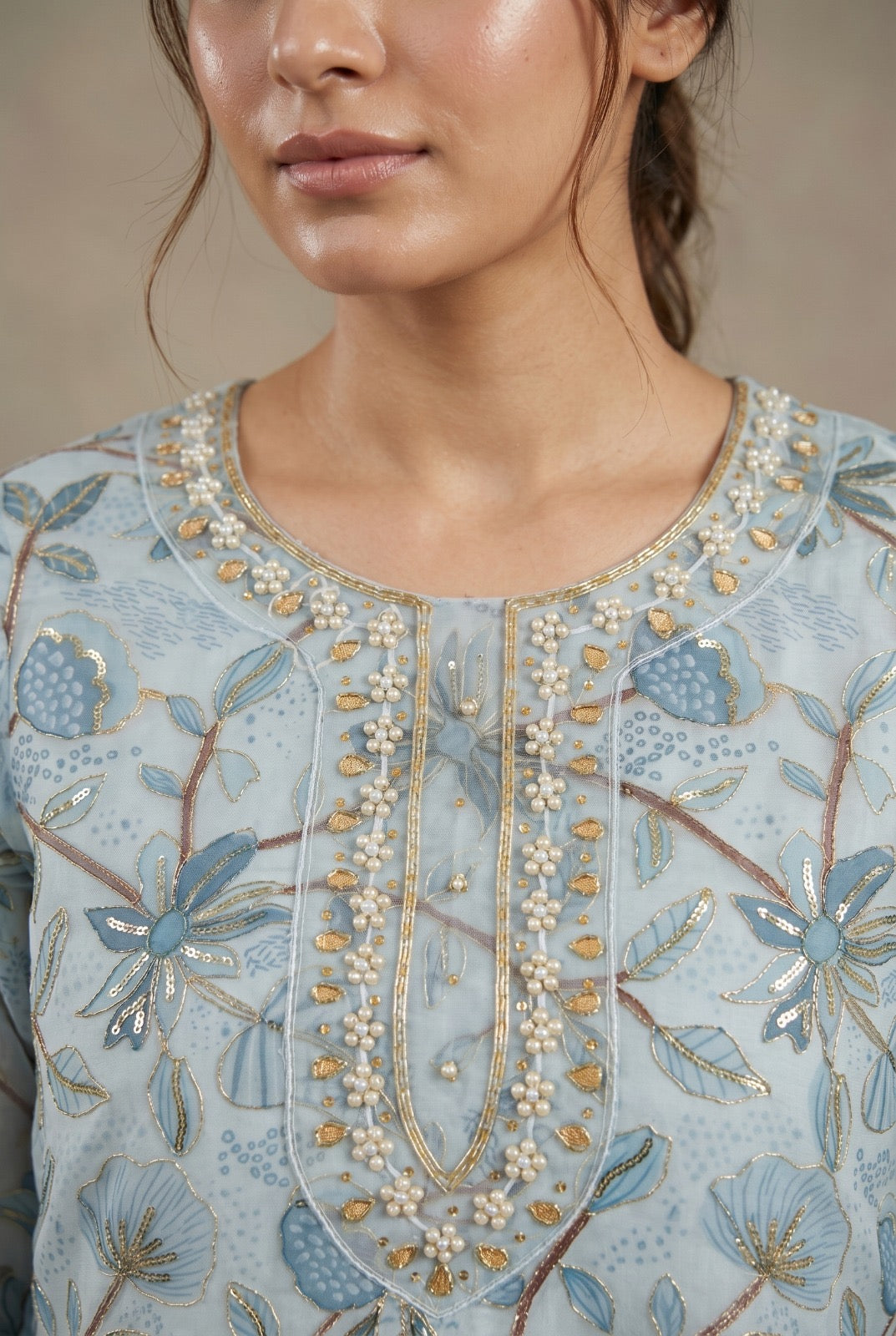 Aurraa Designer Organza Hand Work Embroidered Salwar Kameez Suit Set