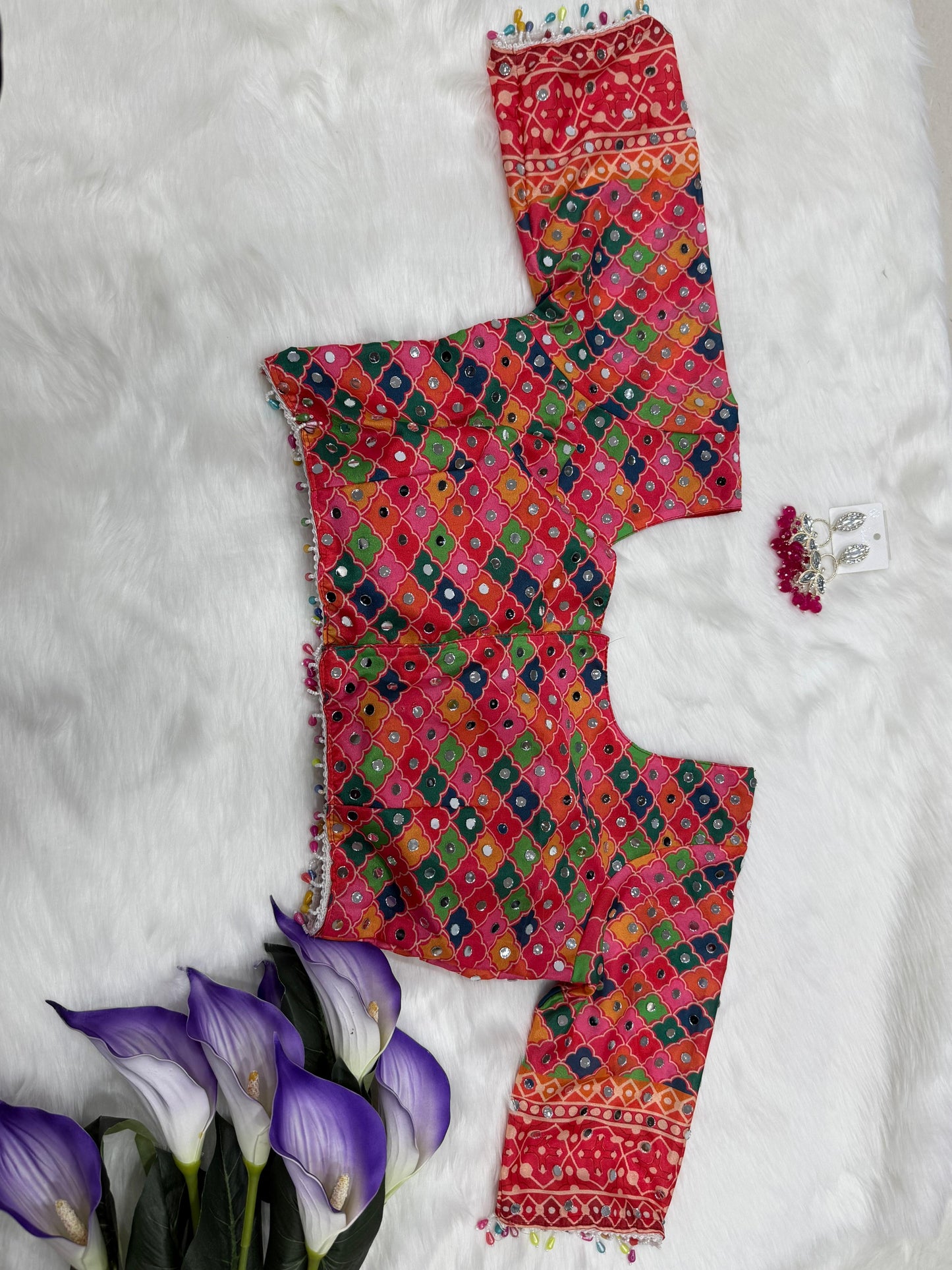 Stay beautiful with our new crepe silk digital print Saree with real mirror work