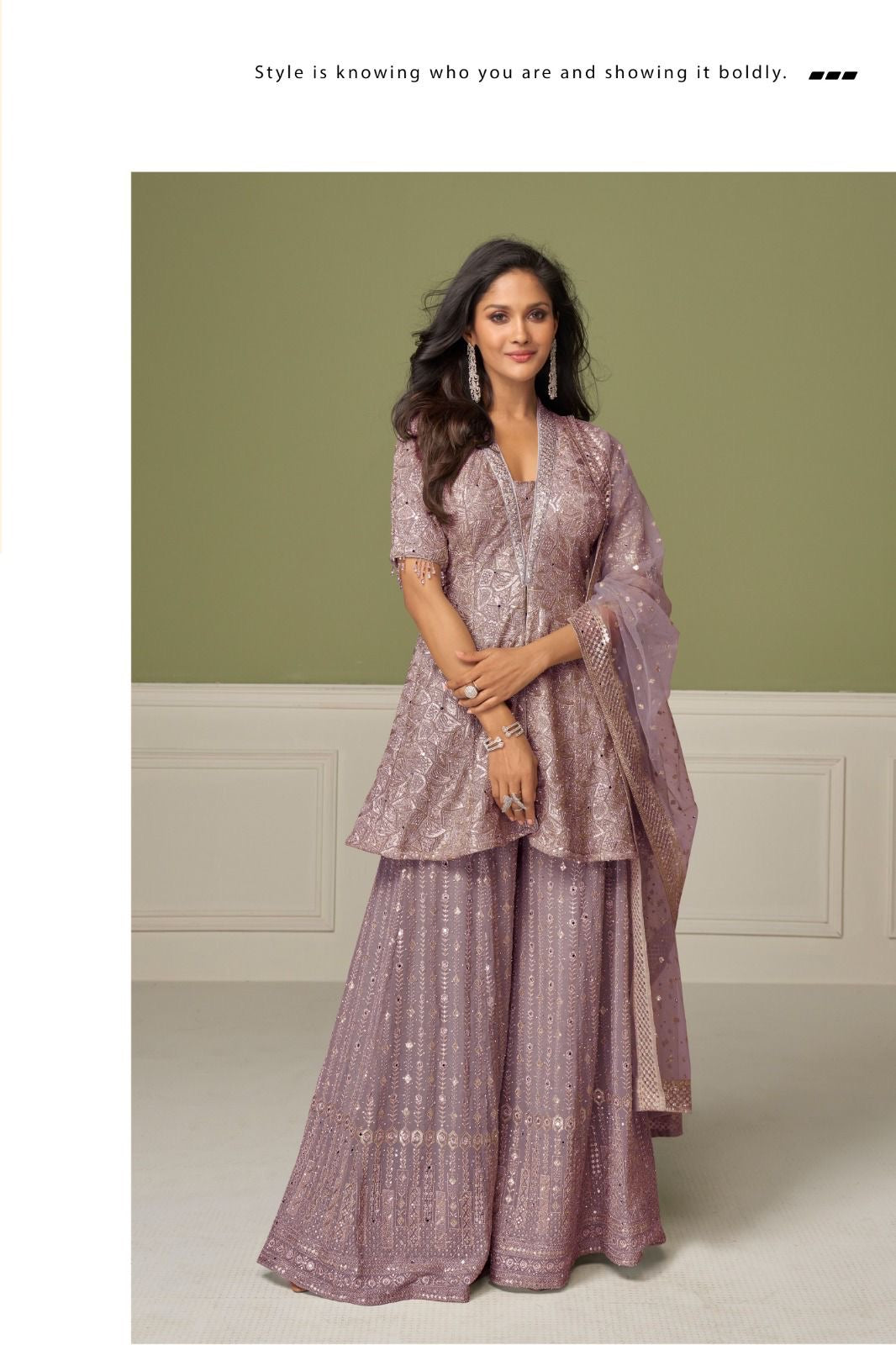 Shimmering Festive Wear Plazo Set