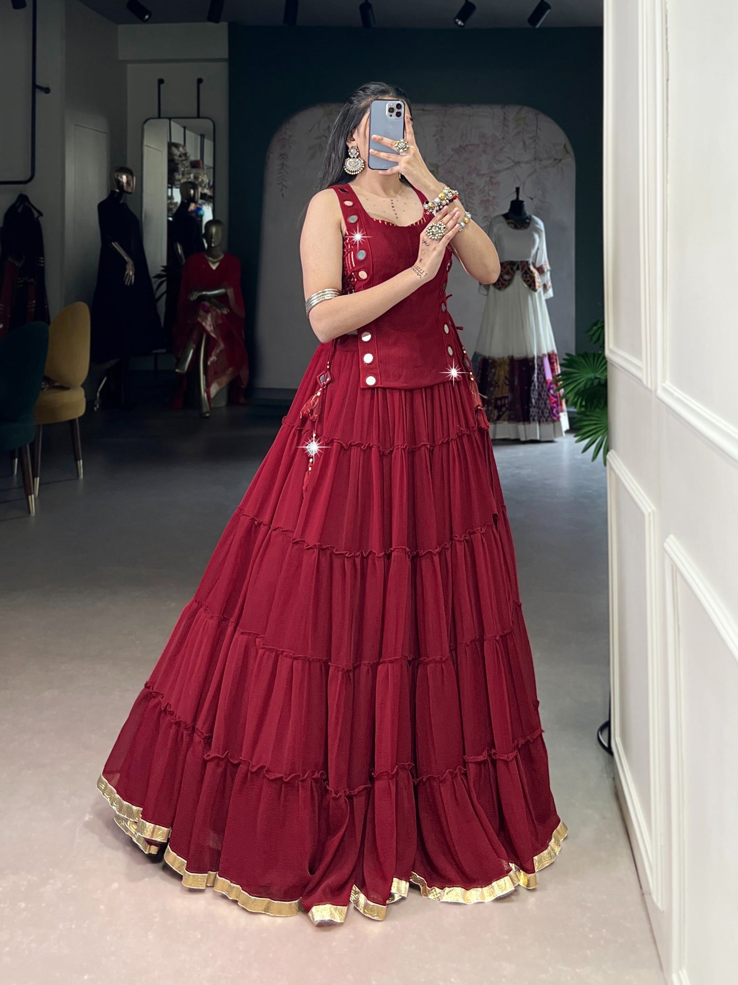 Feather-Light Mirror Work Navratri Lehenga Choli