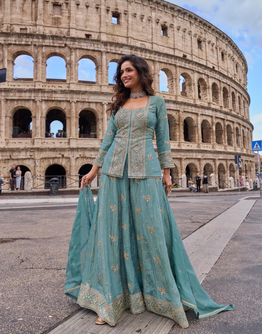 Global Ethnic Charm Sharara Set