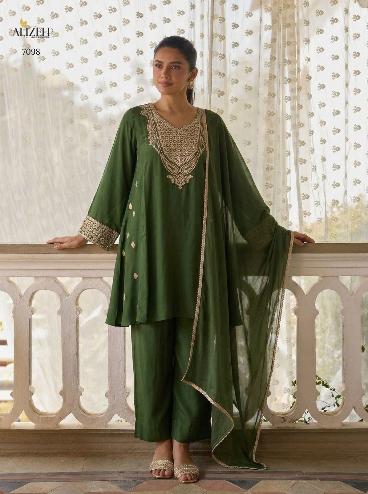 Relaxed Loose Fit A-Line Embroidered Kurta with Ankle Length Pants