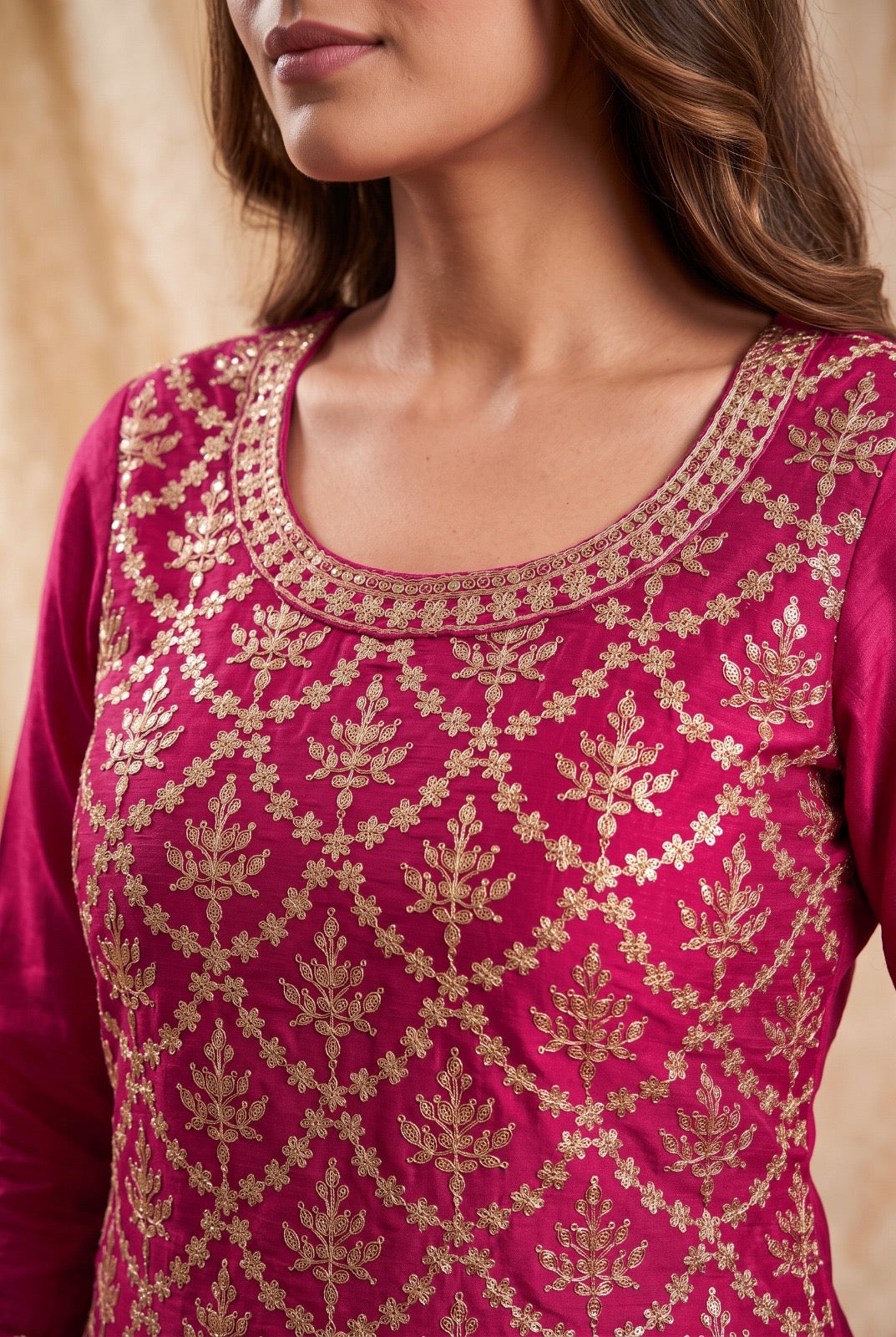 Festive Heavily Embroidered Kurti Sharara Set