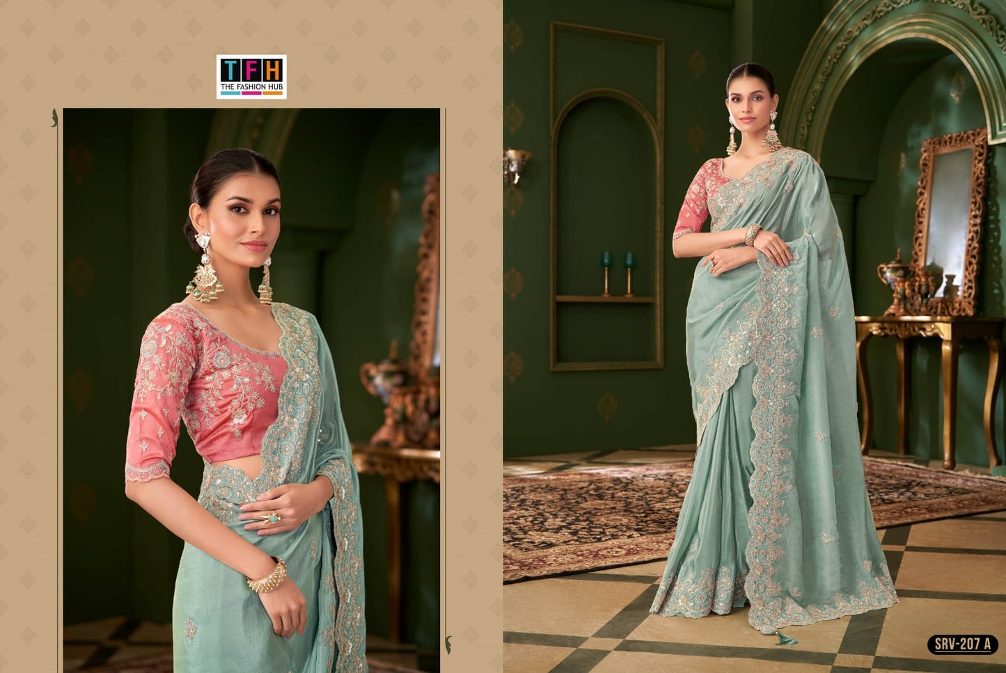 Premium Shimmer Tissue Metallic Silk Blend Saree