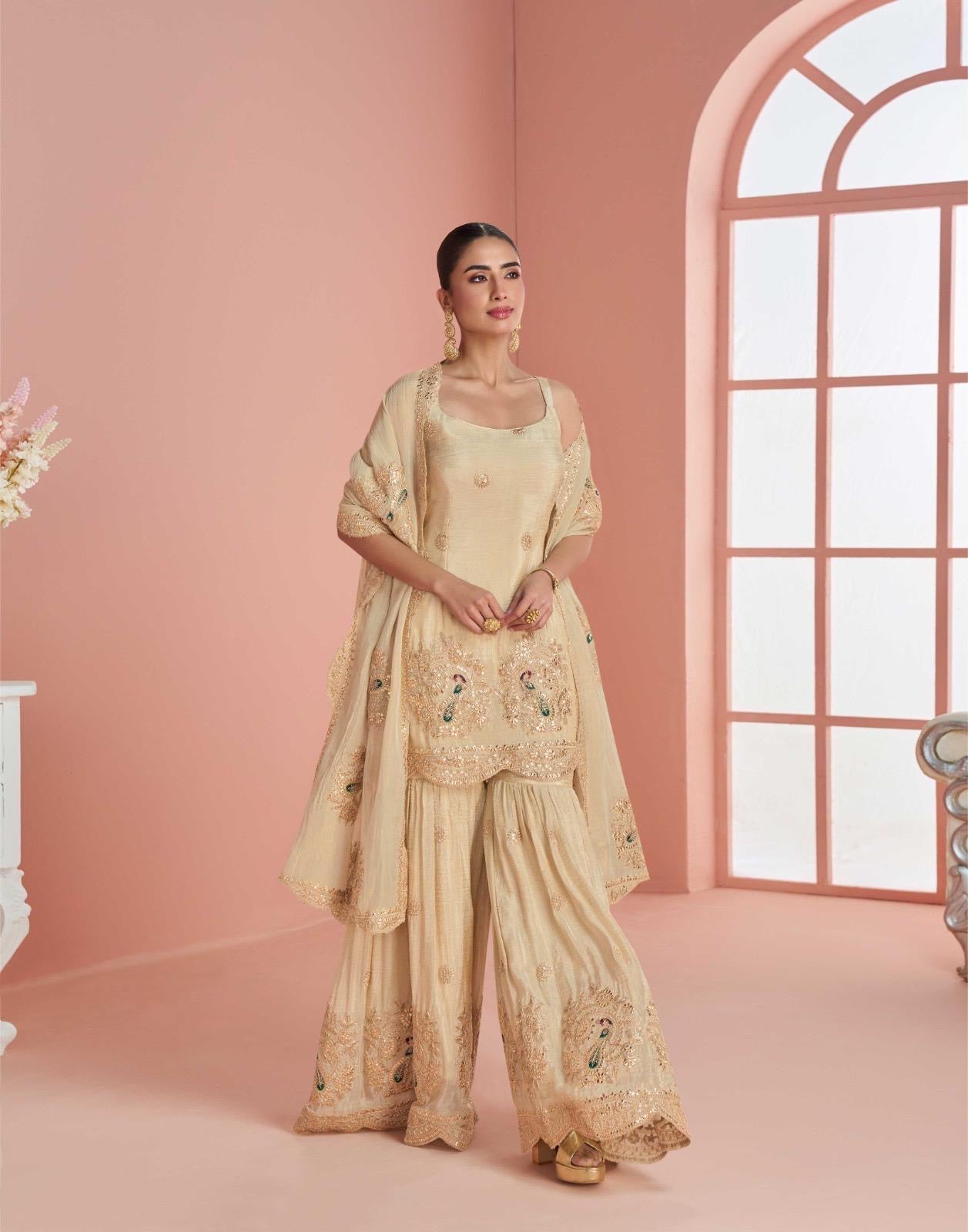 Dramatic flowing volume with intricate designs