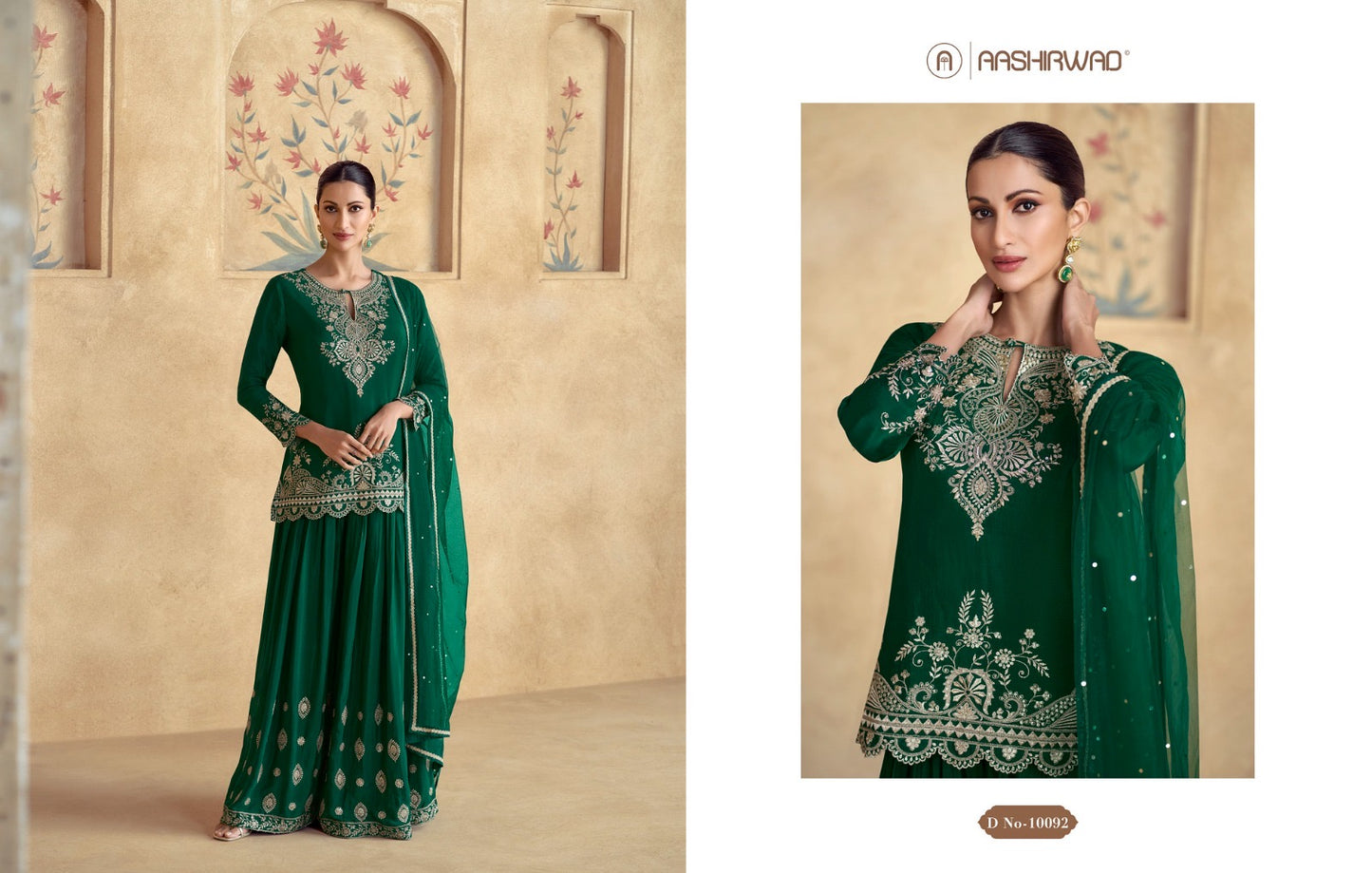 Designer Plazo Dress with Intricate Gold Embroidery – Aashirwad Collection
