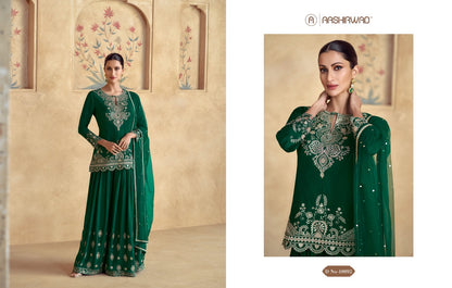 Designer Plazo Dress with Intricate Gold Embroidery – Aashirwad Collection