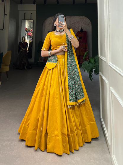 Beautiful printed pure cotton lehenga choli with purse