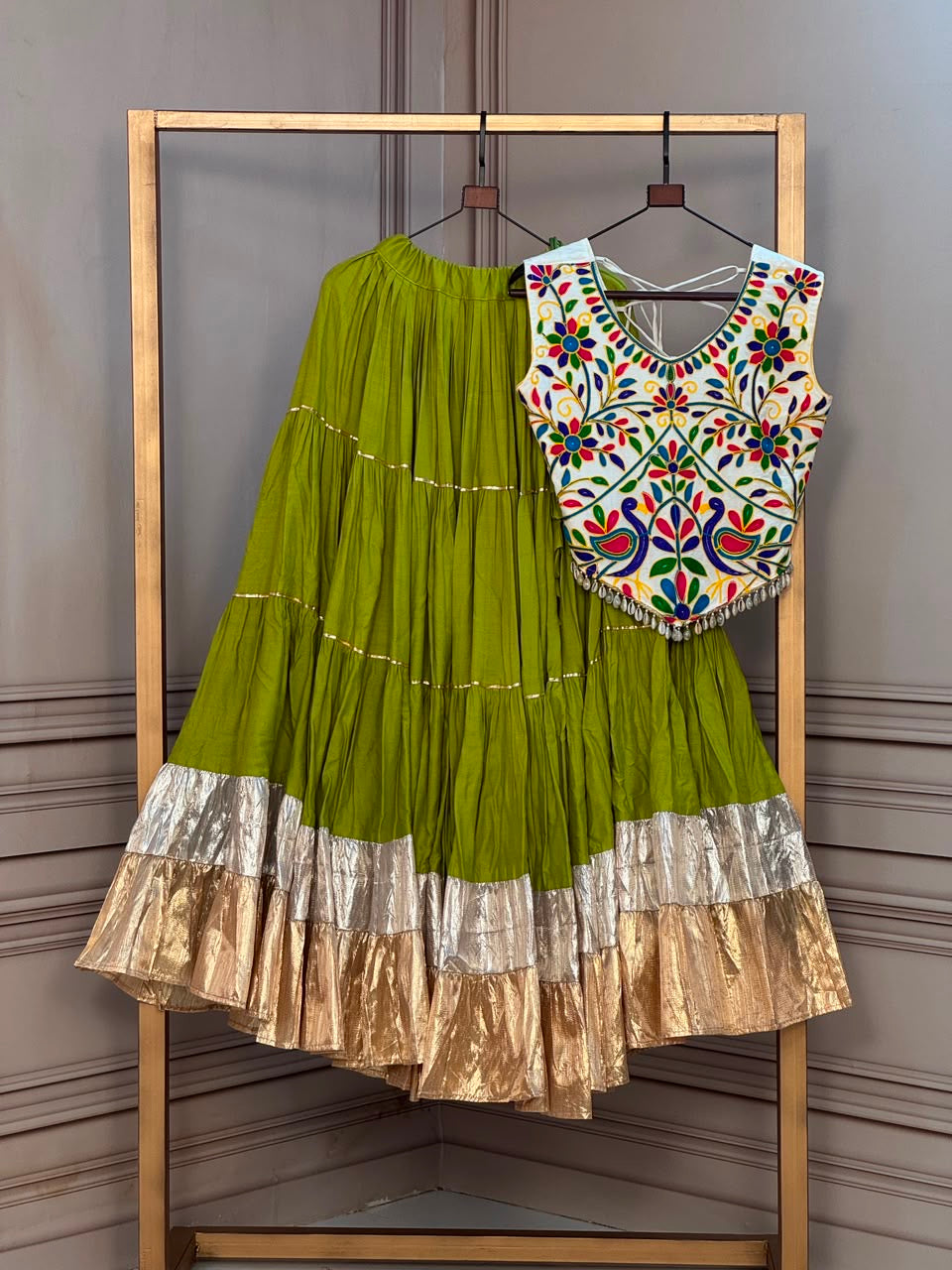 Multicolor Navratri special  Embroidered Choli & Metallic Border Chaniya Choli