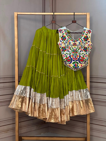 Multicolor Navratri special  Embroidered Choli & Metallic Border Chaniya Choli
