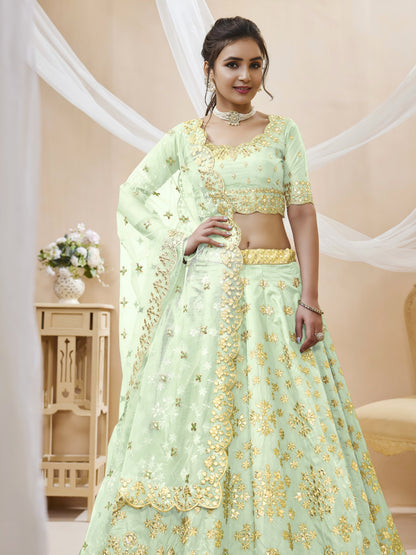 ROYAL PISTA FOIL EMBROIDERED LEHENGA