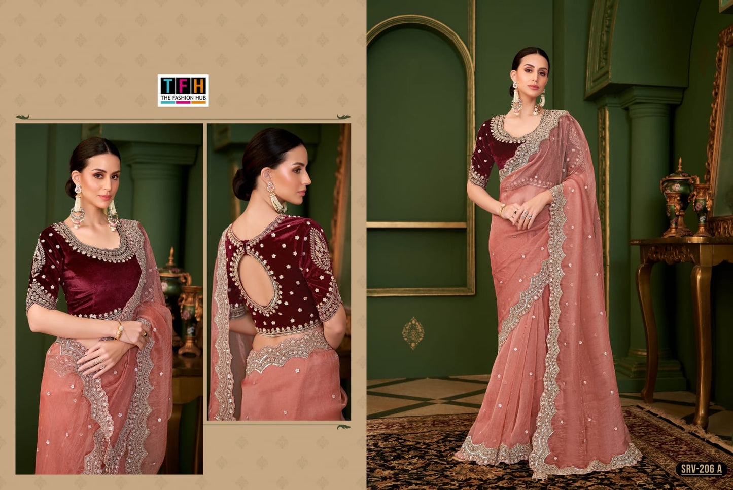 Premium Shimmer Tissue Metallic Silk Blend Saree