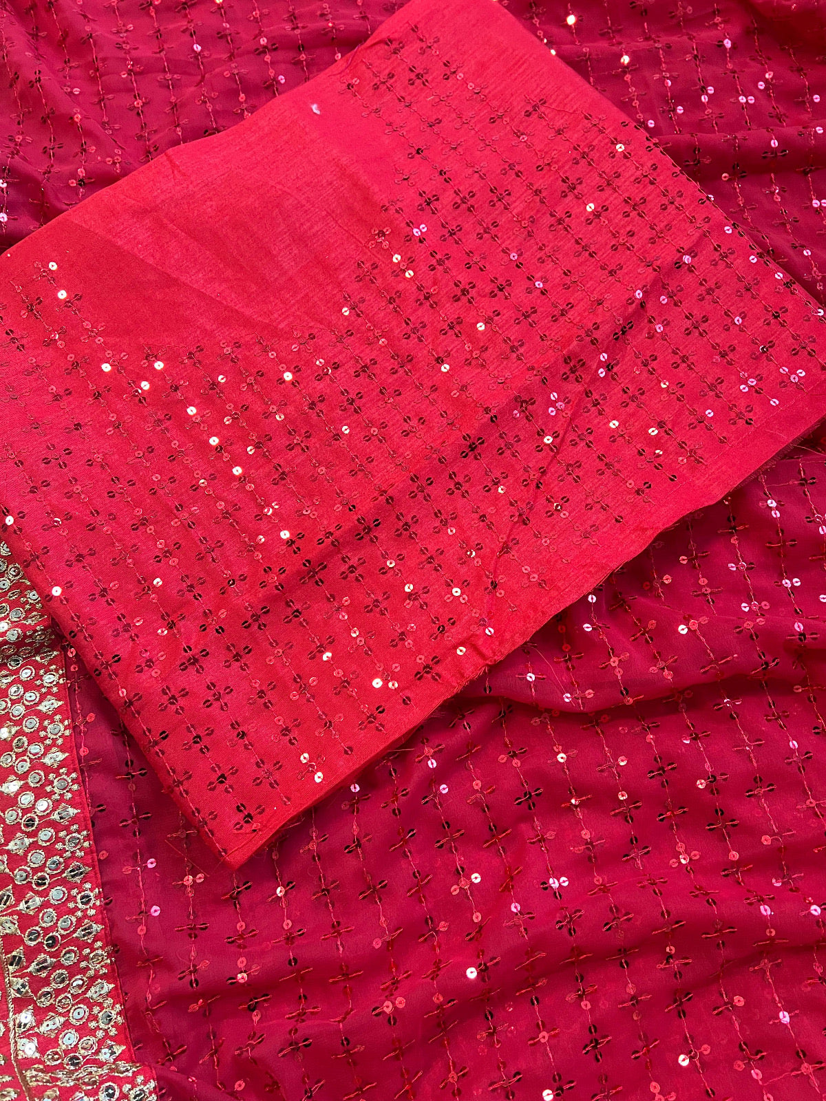 Glamorous Crimson Sequin Saree