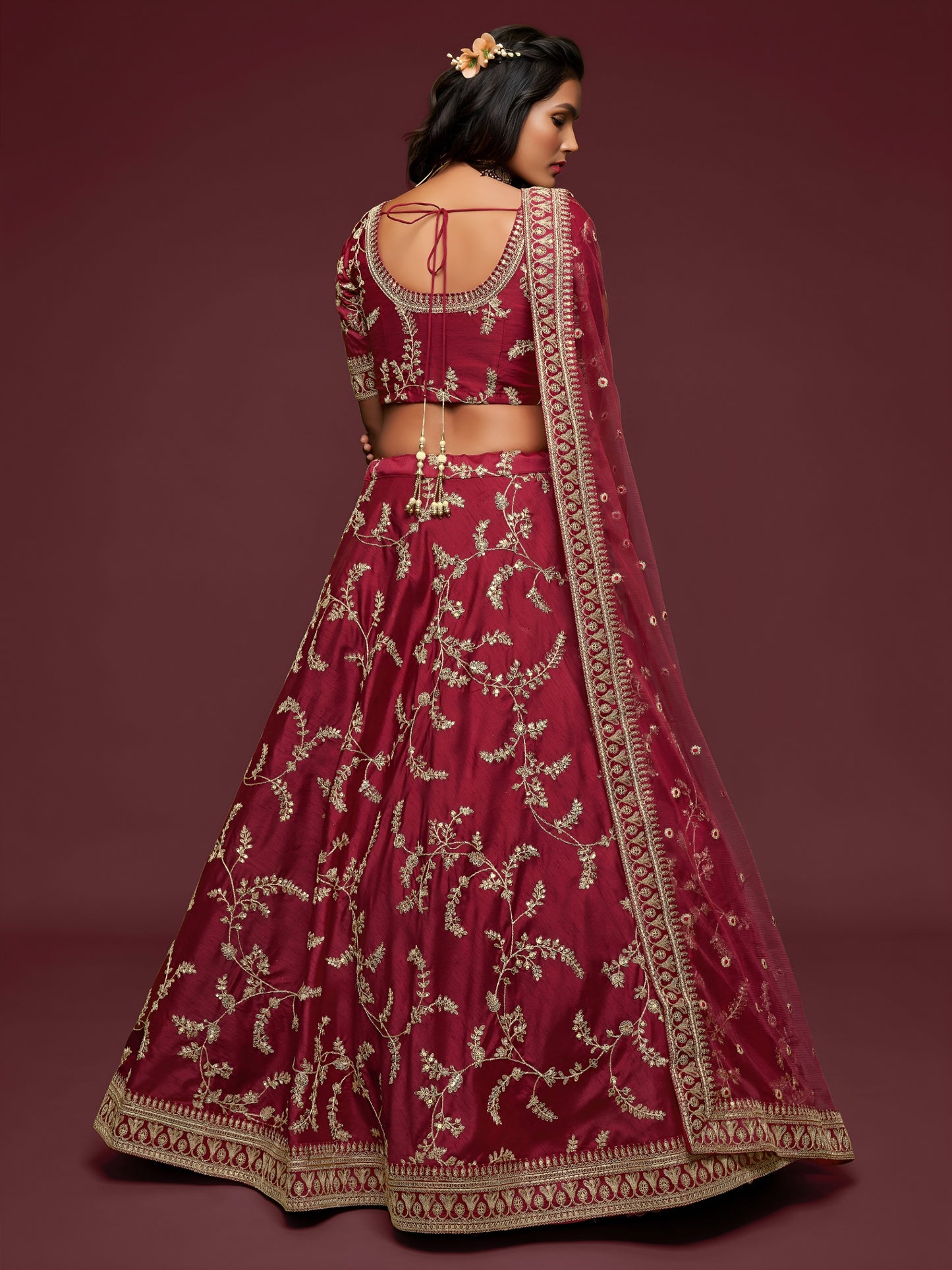 Maroon Embroidered Designer Lehenga Choli