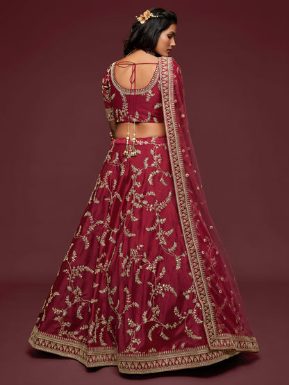 Maroon Embroidered Designer Lehenga Choli
