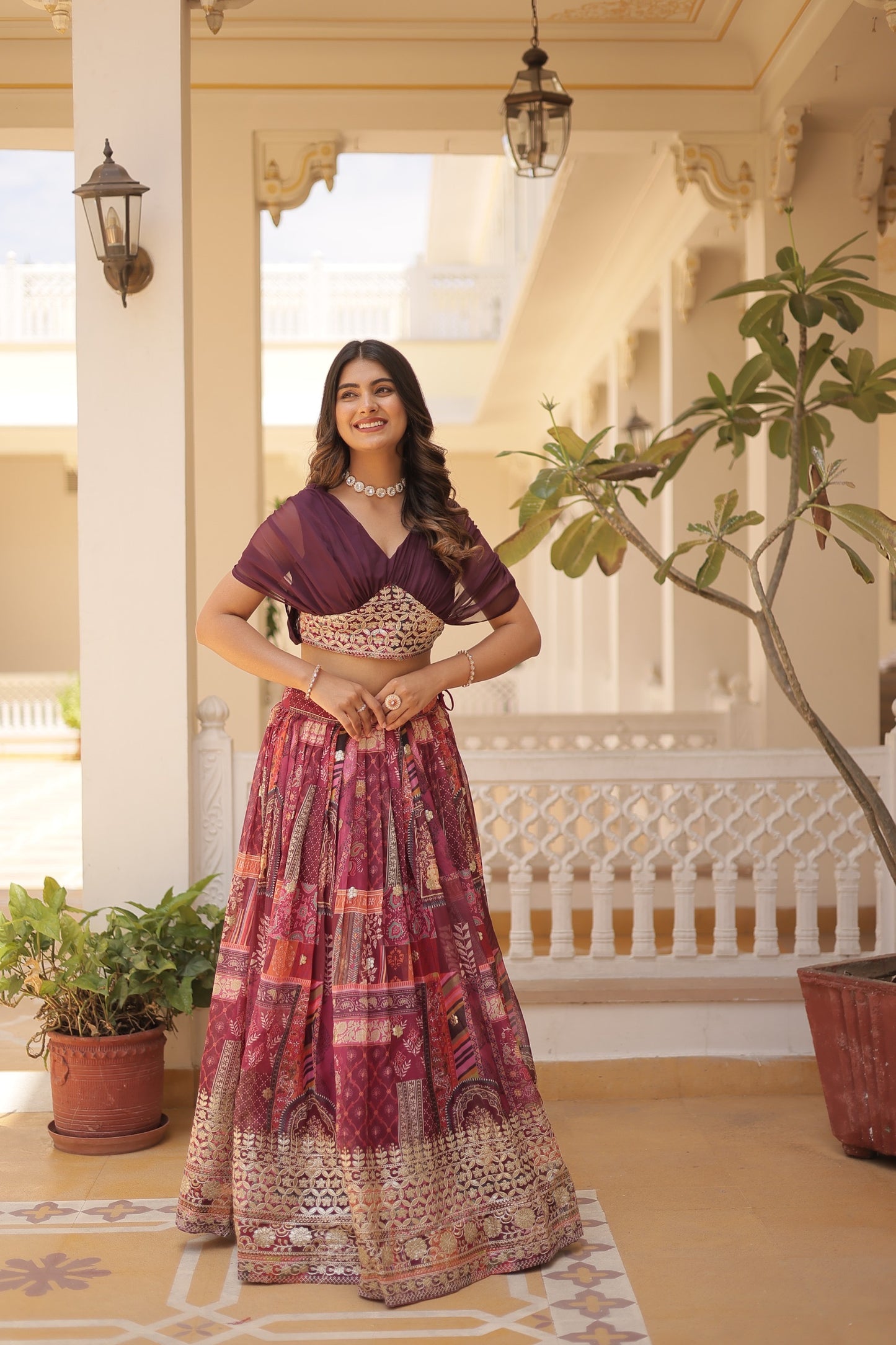 Russian Silk Lehenga Coord Set with Cross-Over Blouse