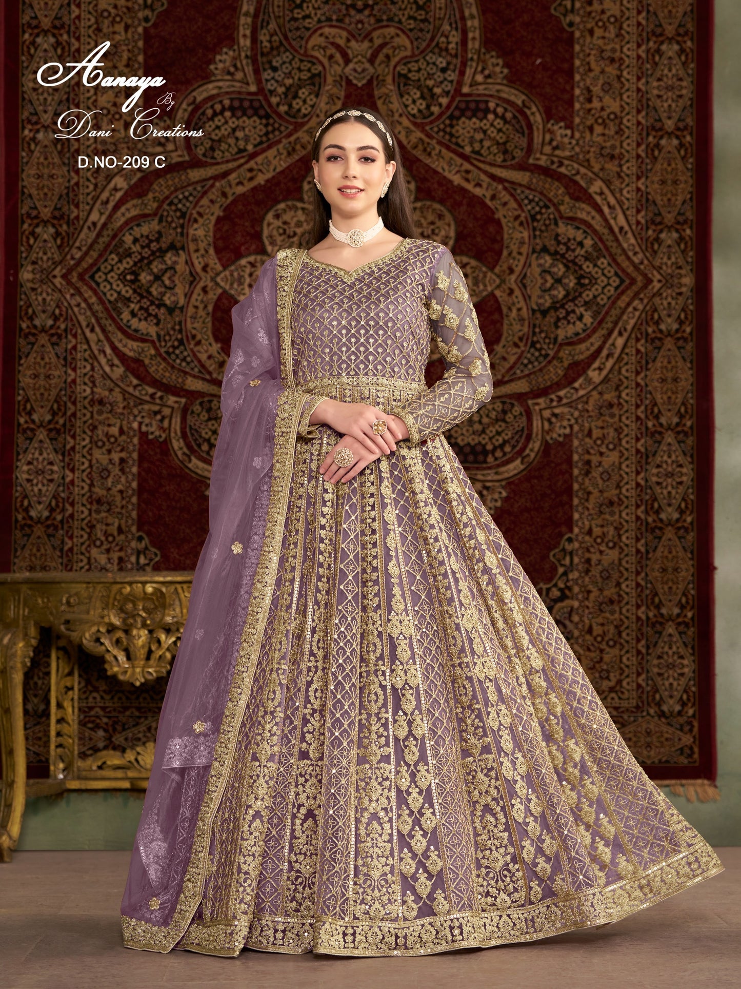 Regal Elegance Anarkali Gown with Dupatta