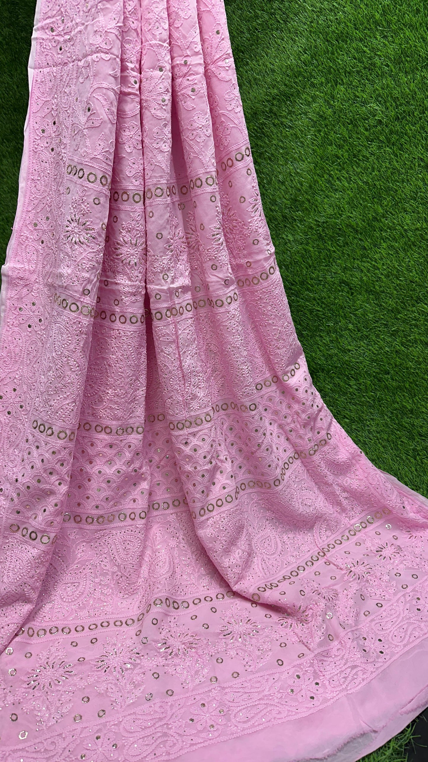 Georgette Chikankari Saree with Mukaish Work