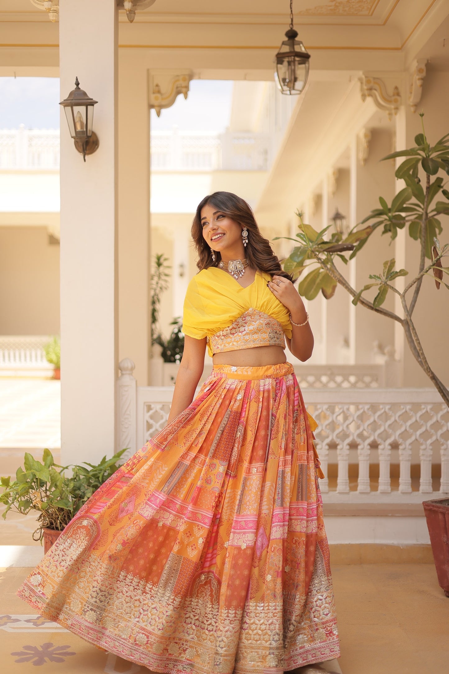 Russian Silk Lehenga Coord Set with Cross-Over Blouse