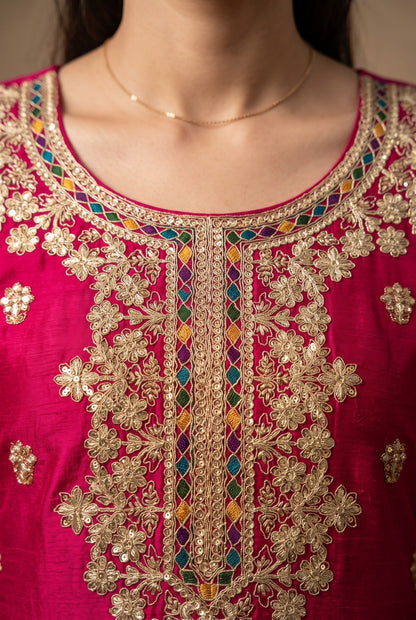 Pure Elegance Embroidered Kurta and Sharara Set with Dupatta