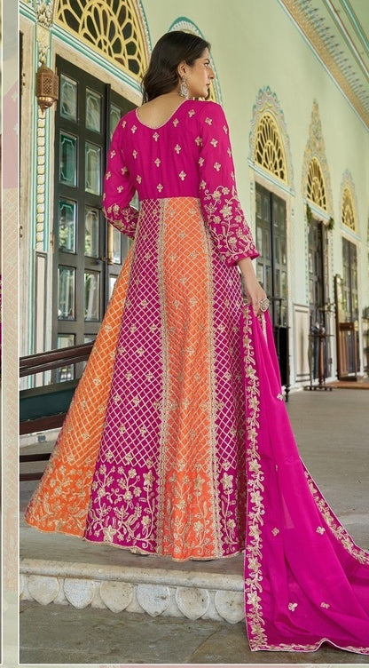 Embroidered Anarkali skirt Set with Heavy Embroidery and Stone Work