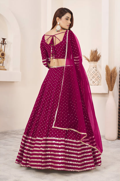 Radiant Rani Pink Georgette Lehenga Choli with Zari & Sequin Embroidery