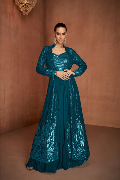Sequined Sophistication Plazo with Shrug