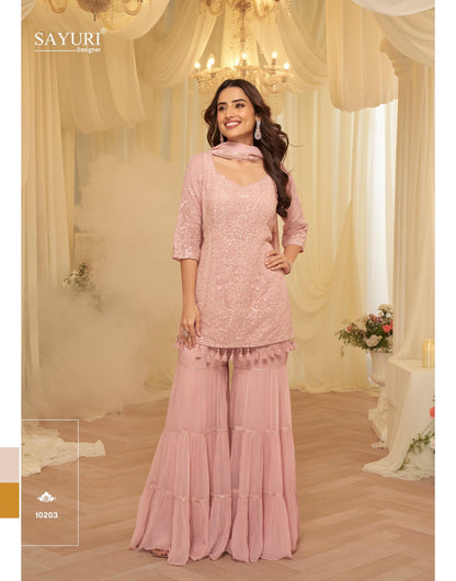 Delicate CHIKANKARI EMBROIDERED TOP WITH EMBROIDERED SHARARA AND DUPATTA
