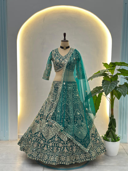 Sequin Embellished Butterfly Net Lehenga Choli with Dupatta