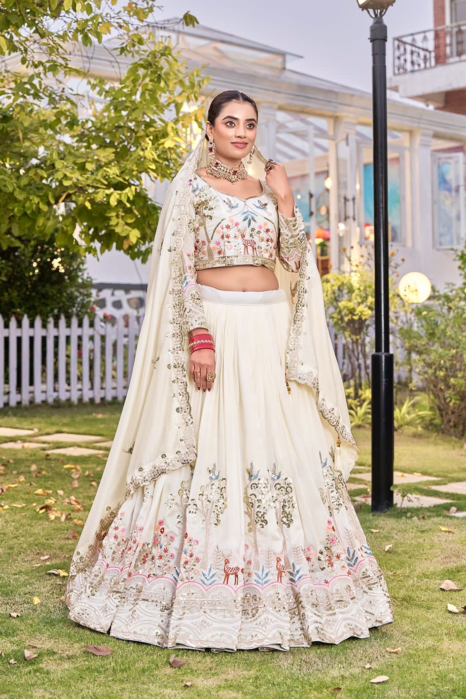 Pure Vichitra Lehenga Choli with Heavy Embroidery & Sequin Work