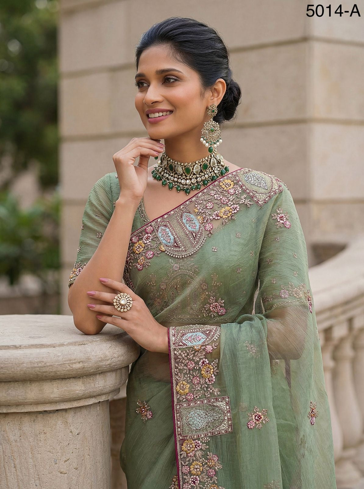 Attractive Pattern Designer Embroidery Partywear Saree