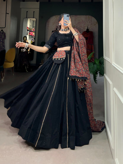 Beautiful printed pure cotton lehenga choli with purse