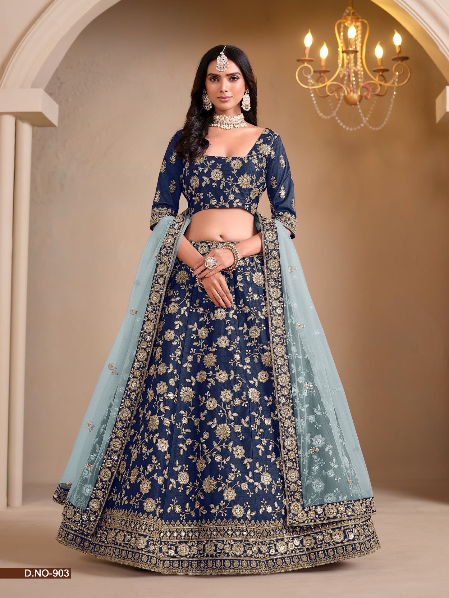 Floral Zari Work Art Silk Lehenga Choli Set