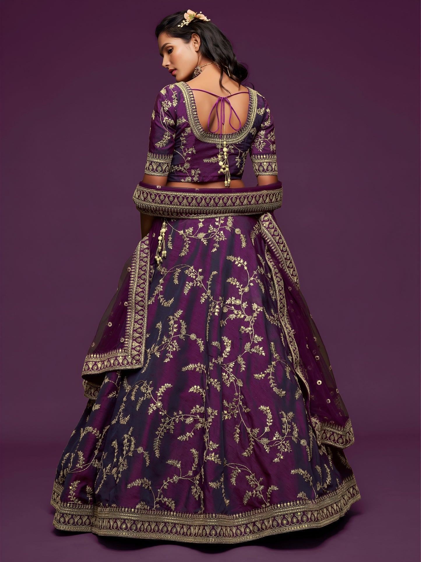 Royal Purple Embroidered Lehenga Choli