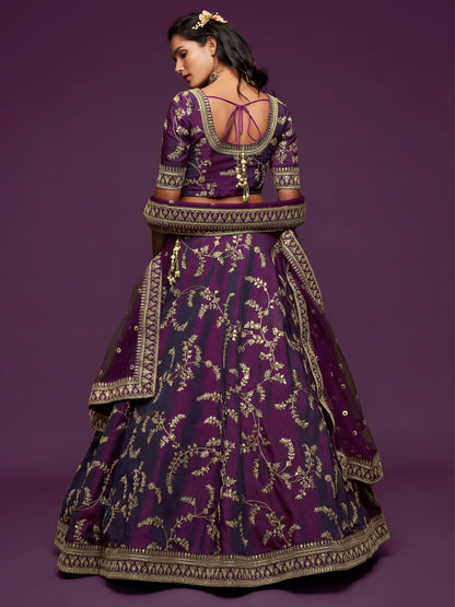 Royal Purple Embroidered Lehenga Choli