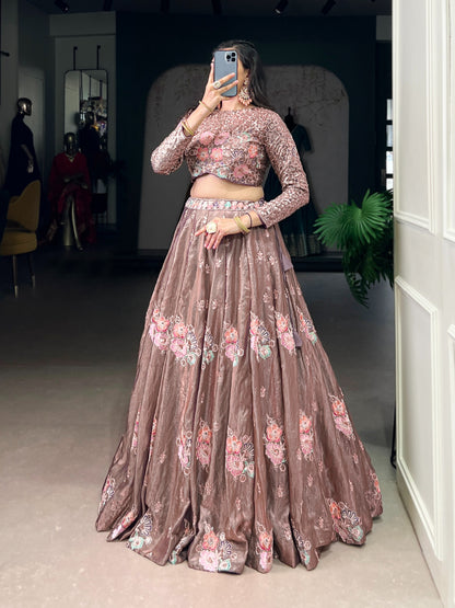 Rose Gold Flora Shimmer Co-ord Set Lehenga