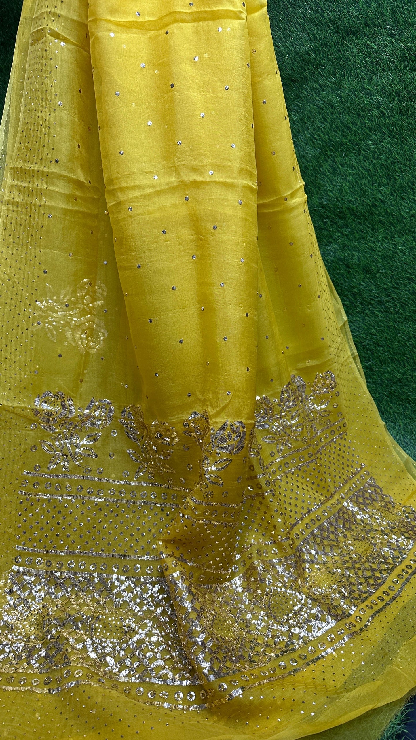 Pure Organza Silk Saree with Heavy Mukesh Full Jaal Work